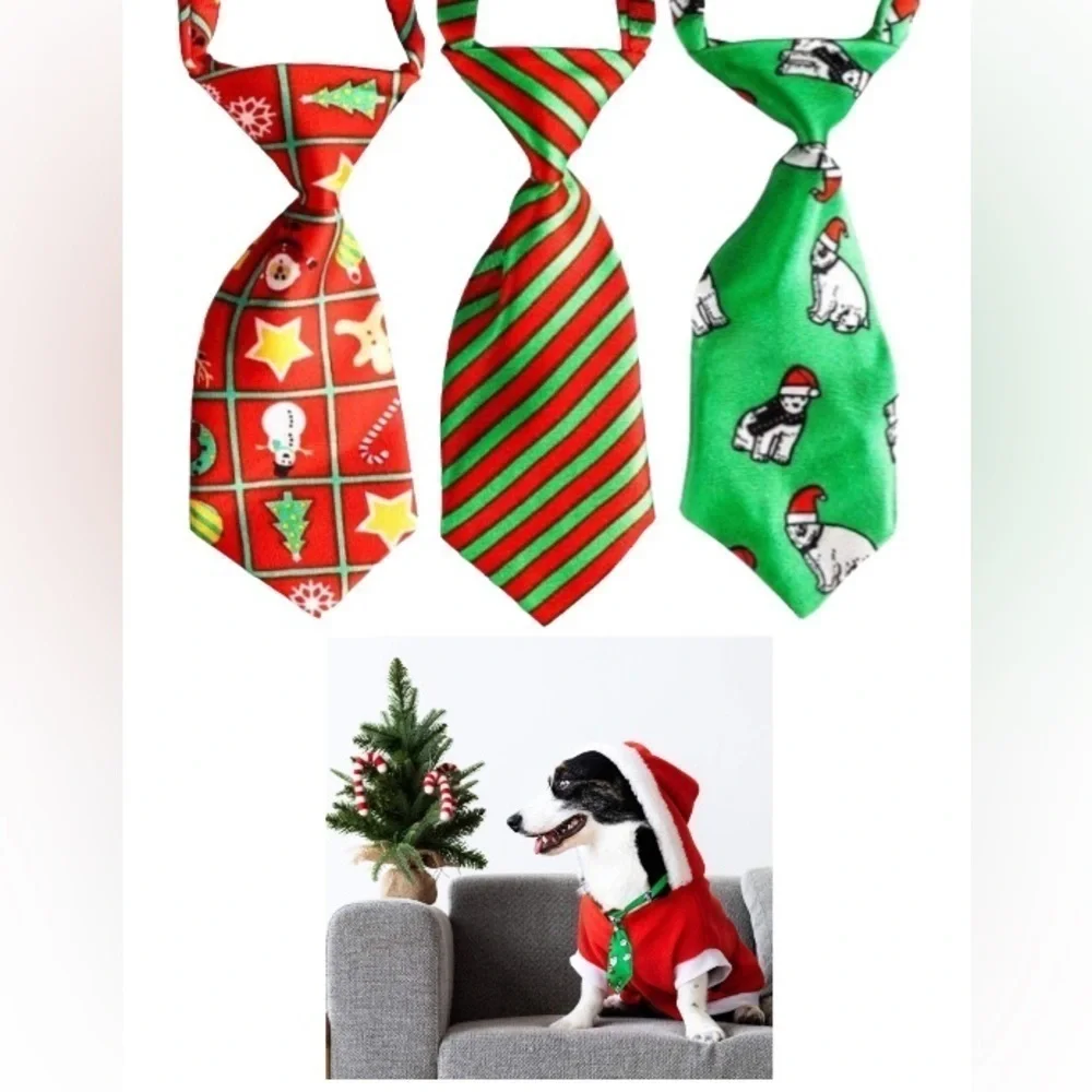 Christmas Necktie Pet Dog Collar for Dog Cat Clip Buckle Adjustable OS 1 Piece